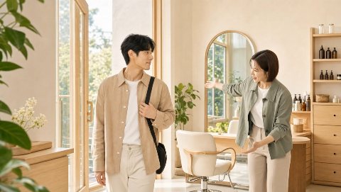 헤어샵 영상 2의 실제 장면